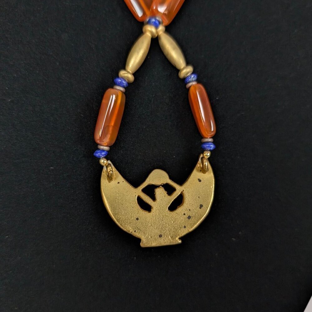 Vintage Egyptian Revival Glass Bead Necklace - Picture 4 of 6